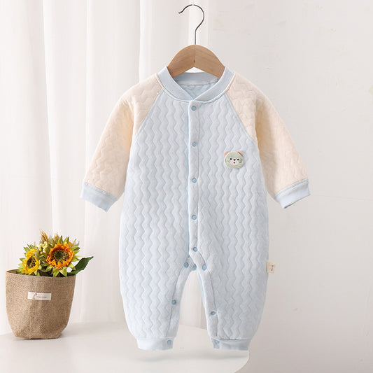 Unisex Baby Cotton Cartoon-Print Jumpsuit - Long Sleeve Casual Wear